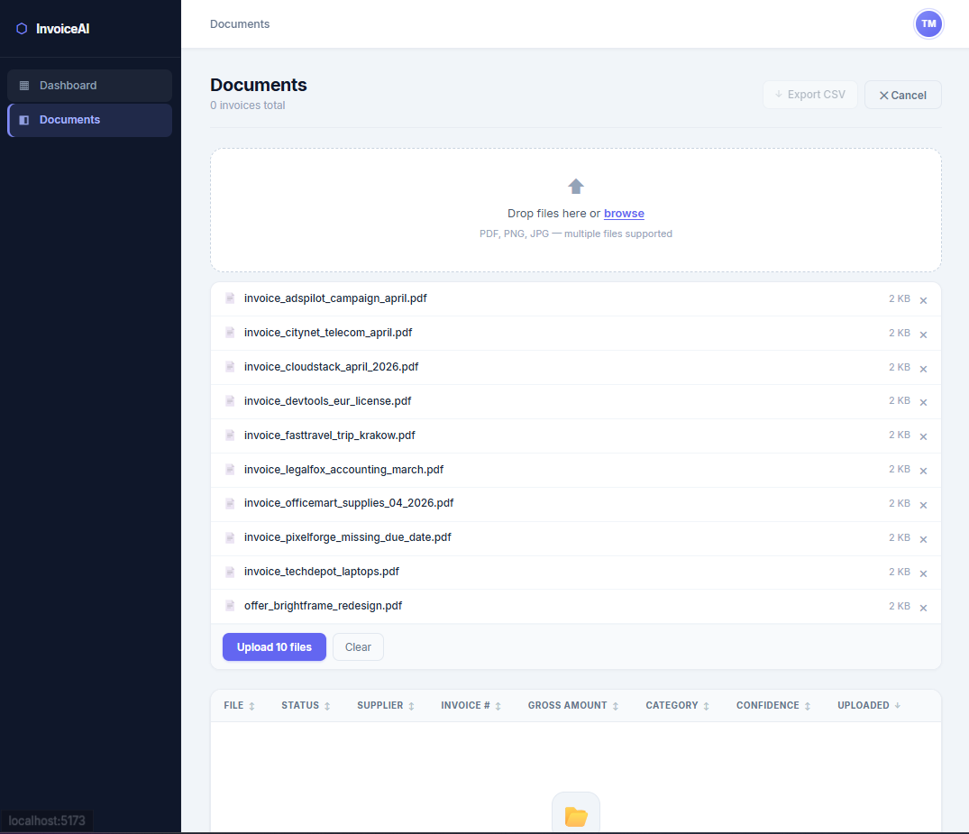 InvoiceAI - automatyczna analiza i klasyfikacja faktur - screen 2